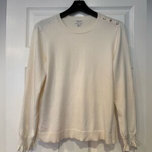 J.Crew Ivory Knit Sweater with Rhinestone Buttons